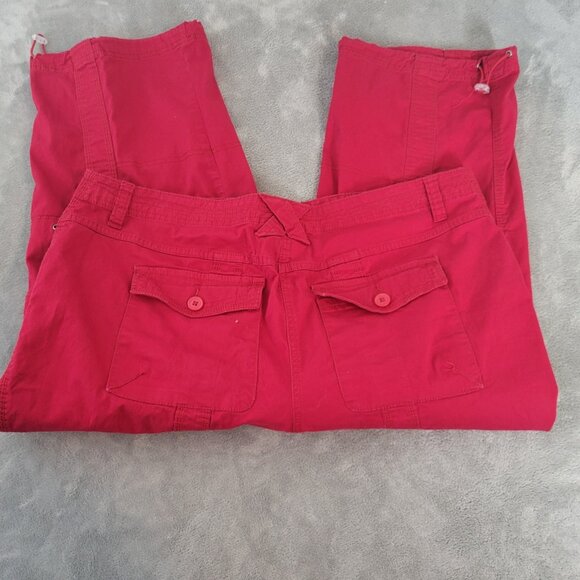 Style Co Womens Pants 18W Plus Capri Cargo Red Zip Fly Tied Hems RED43E - Picture 6 of 9